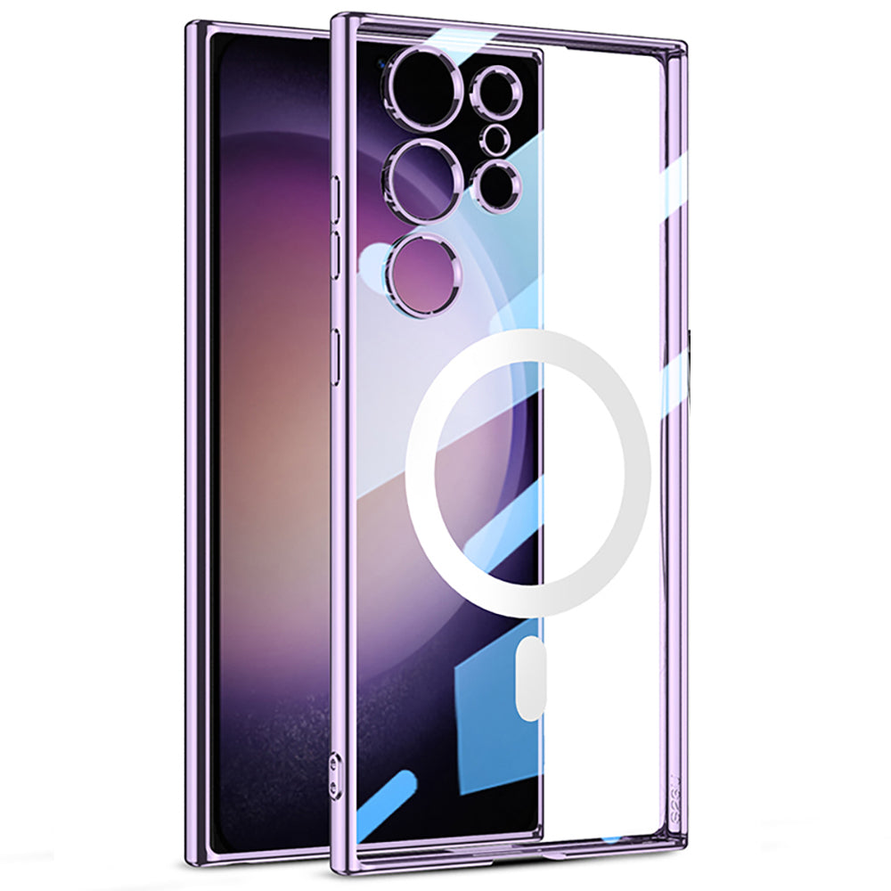 GKK For Samsung Galaxy S23 Ultra Electroplating TPU Case Transparent Magnetic Phone Cover Compatible with MagSafe GKK For Samsung Galaxy S23 Ultra Electroplating TPU Case Transparent Magnetic Phone Cover Compatible with MagSafe